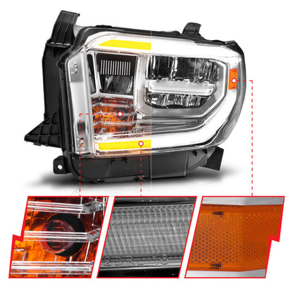 ANZO 2014-2017 Toyota Tundra LED Crystal Headlights w/ Switchback Chrome Housing w/ DRL