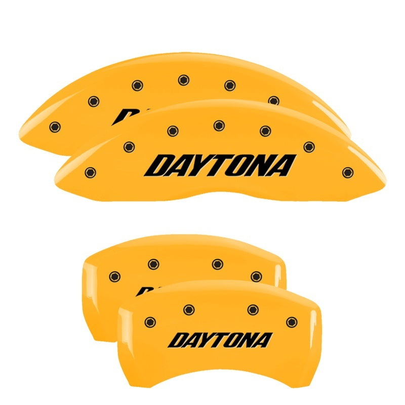 MGP 4 Caliper Covers Engraved Front & Rear Daytona Yellow Finish Black Char 2006 Dodge Charger