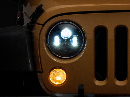 Raxiom 07-18 Jeep Wrangler JK 7-In LED Headlights- Blk Housing (Clear Lens)