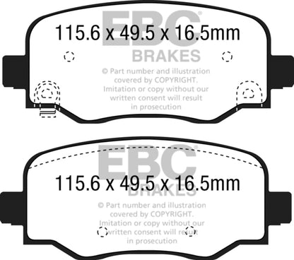 EBC 15+ Fiat 500X 1.4 Turbo Yellowstuff Rear Brake Pads