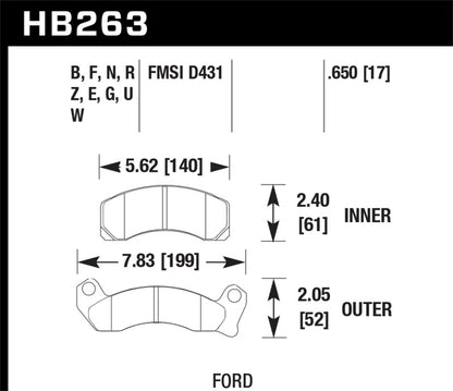 Hawk 87-93 Ford Mustang GT Blue 9012 Race Front Brake Pads