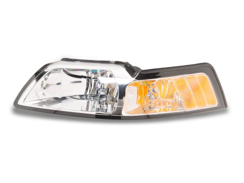 Raxiom 99-04 Ford Mustang Axial Series OEM Style Replacement Headlights- Chrome Housing (Clear Lens)