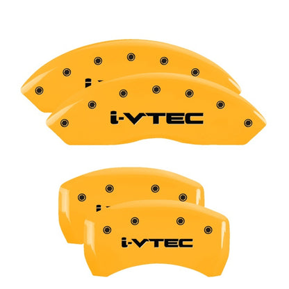 MGP 4 Caliper Covers Engraved Front & Rear i-Vtec Yellow finish black ch