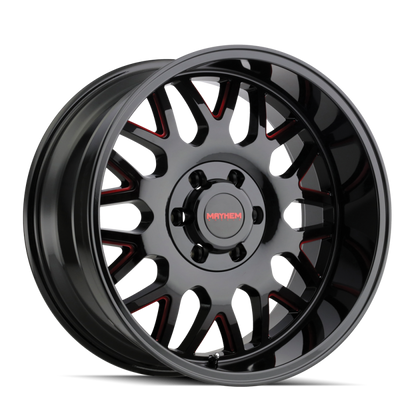 Mayhem 8110 Tripwire 20x10 / 6x135 BP / -19mm Offset / 106mm Hub Black w/ Prism Red Wheel