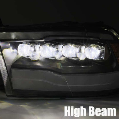 AlphaRex 09-18 Dodge Ram 1500HD NOVA LED Projector Headlights Plank Style Design Alpha Black w/DRL
