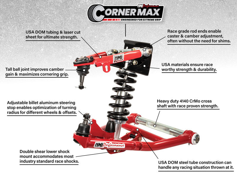 UMI Performance 73-87 GM C10 CornerMax A-Arm Kit - Red