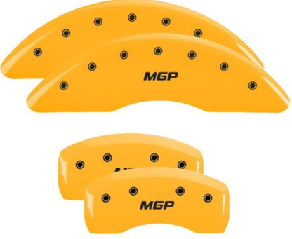 MGP 4 Caliper Covers Engraved Front & Rear MGP Yellow Finish Black Char 2017 Kia Sportage