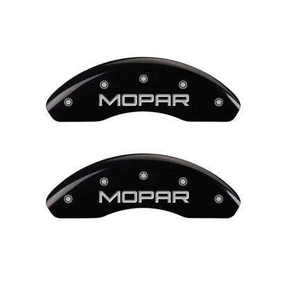 MGP 4 Caliper Covers Engraved Front & Rear MOPAR Black finish silver ch