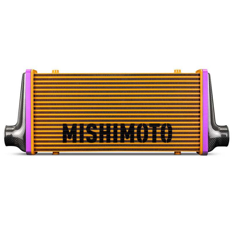 Mishimoto Universal Carbon Fiber Intercooler - Gloss Tanks - 450mm Gold Core - S-Flow - DG V-Band