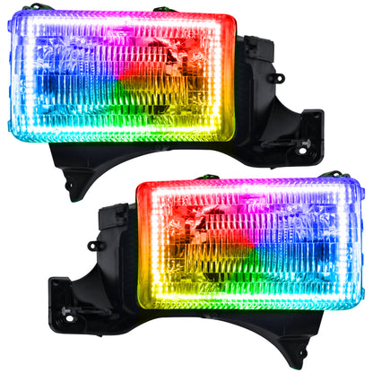 Oracle 94-02 Dodge Ram Pre-Assembled Halo Headlights - ColorSHIFT w/ 2.0 Controller