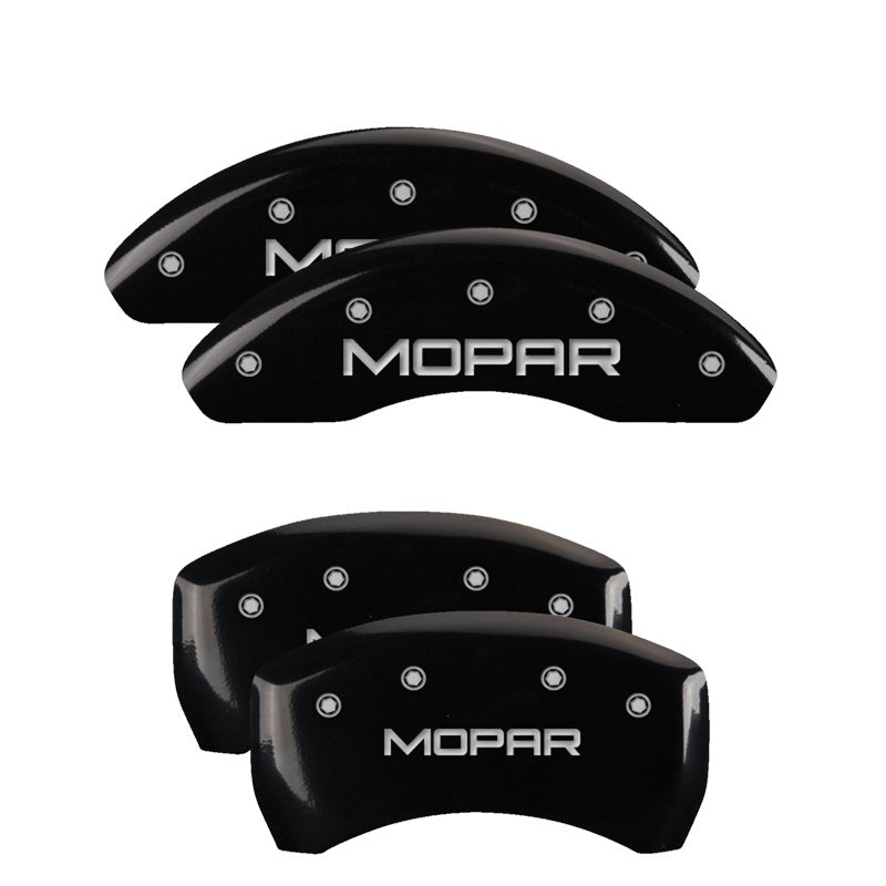 MGP 4 Caliper Covers Engraved Front & Rear MOPAR Black finish silver ch