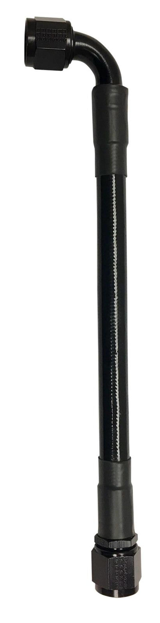 Fragola -6AN Ext Black PTFE Hose Assembly Straight x 90 Degree 16in