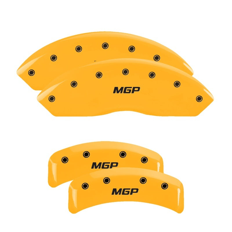 MGP 4 Caliper Covers Engraved Front & Rear MGP Yellow Finish Black Char 1988 Chevrolet Corvette