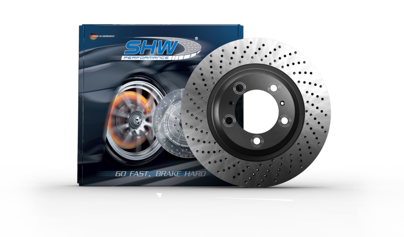 SHW 20-21 Porsche Carrera 4S 3.0L Right Rear Cross-Drilled Monobloc Brake Rotor (992615602A)