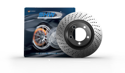 SHW 20-21 Porsche Carrera 4S 3.0L Right Rear Cross-Drilled Monobloc Brake Rotor (992615602A)