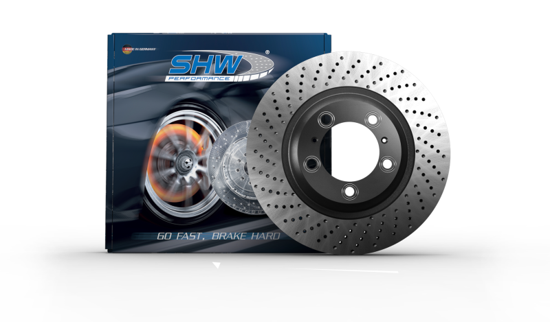SHW 2008 Porsche Boxster Limited 2.7L Right Front Cross-Drilled Monobloc Brake Rotor (98735140201)