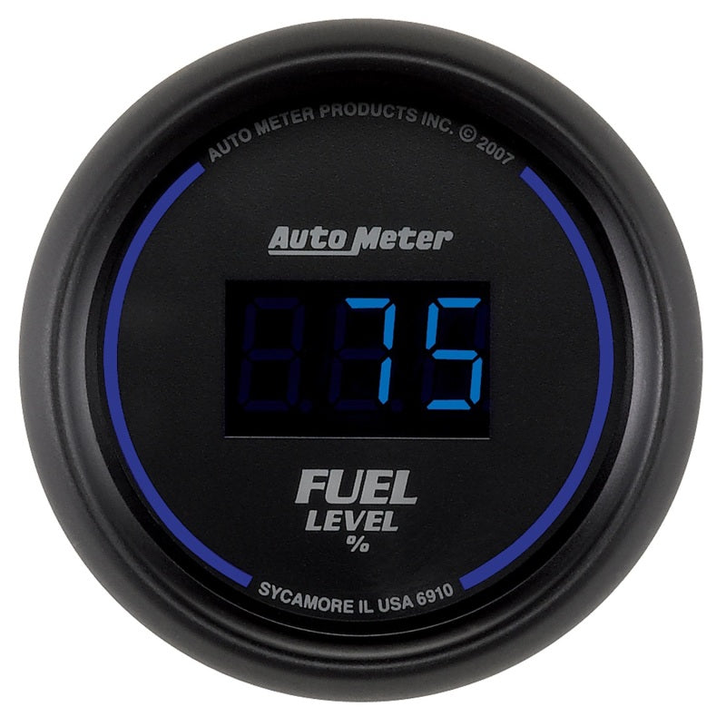 Autometer Cobalt Digital 52.4mm Black Programmable Empty-Full Range Fuel Level Gauge