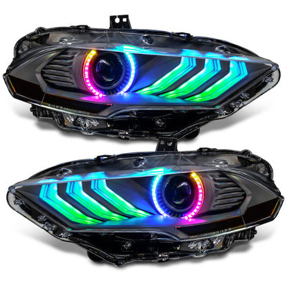 Oracle Lighting 18-23 Ford Mustang Dynamic ColorSHIFT LED Headlights - Black Series SEE WARRANTY