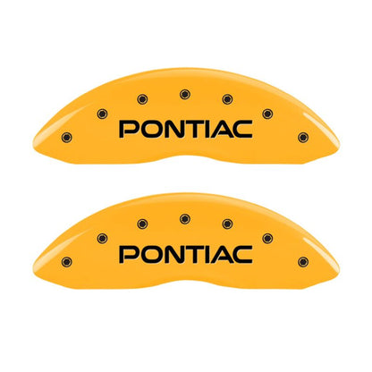 MGP 4 Caliper Covers Engraved Front Pontiac Rear Arrow Yellow Finish Blk Char 2001 Pontiac Firebird