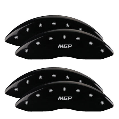 MGP 4 Caliper Covers Engraved Front & Rear Silverado style/SS Black finish silver ch