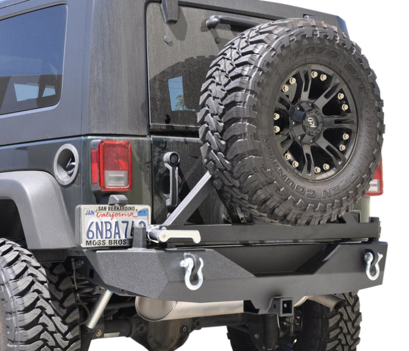 DV8 Offroad 07-18 Jeep Wrangler JK Rear Aluminum Bumper w/ Tire Carrier - Black