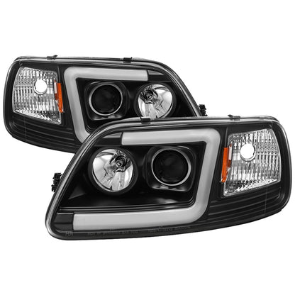 Spyder 97-03 Ford F-150 (After 6/1997) Light Bar Projector Headlights - Blk (PRO-YD-FF15097V2-LB-BK)