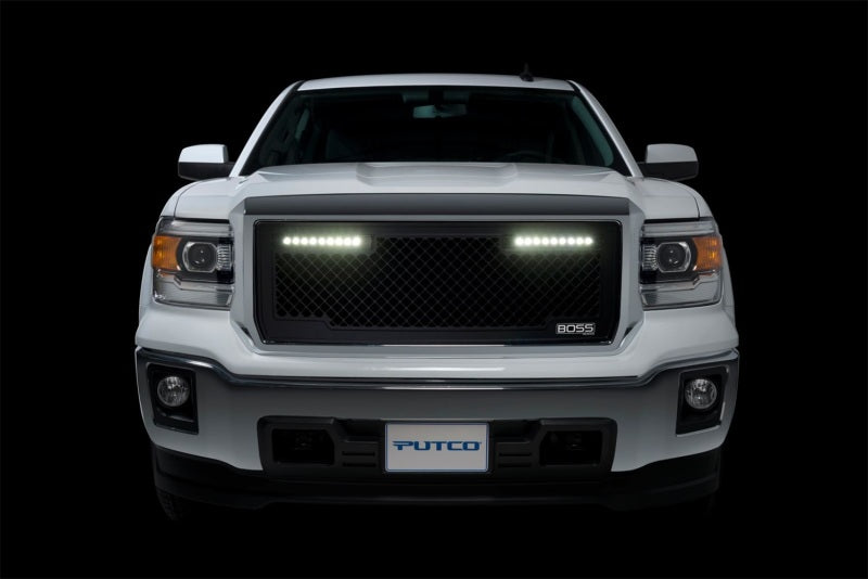 Putco 15-19 GMC Sierra HD Lighted Boss Grille (Qty 2 - 10in Luminix Light Bars)