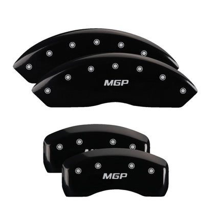 MGP 4 Caliper Covers Engraved Front & Rear Vtech Black finish silver ch