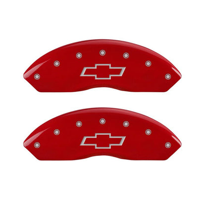 MGP 4 Caliper Covers Engraved Front & Rear Bowtie Red finish silver ch