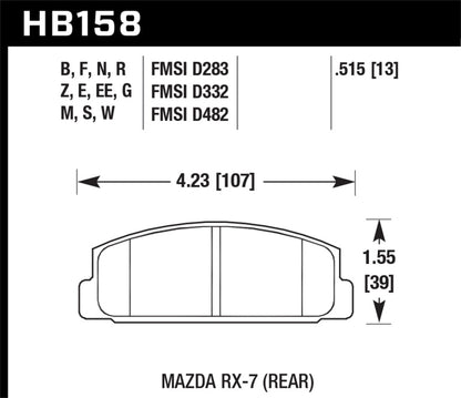 Hawk 84-91 Mazda RX-7 / 03-05 Mazda 6 Blue 9012 Race Rear Brake Pads