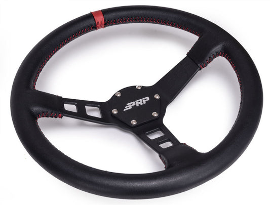 PRP Deep Dish Leather Steering Wheel- Red