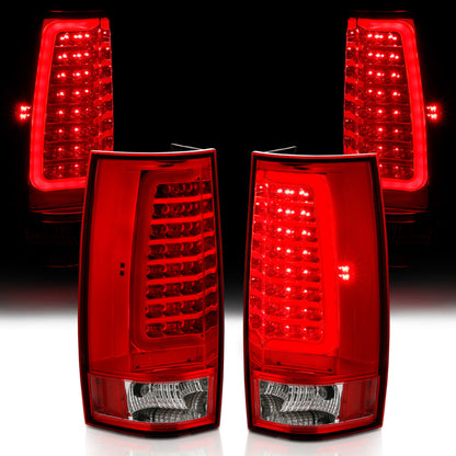 ANZO 2007-2014 Chevy Tahoe LED Taillight Plank Style Chrome With Red/Clear Lens