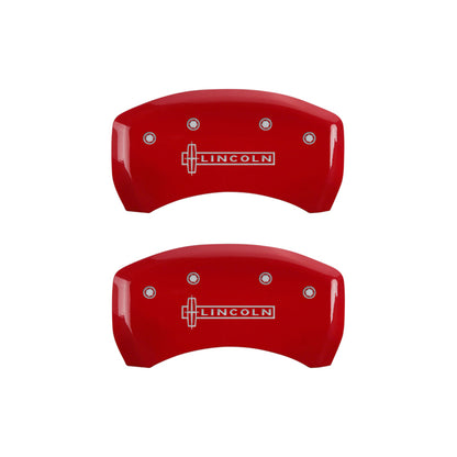 MGP 4 Caliper Covers Engraved Front & Rear Lincoln Red finish silver ch