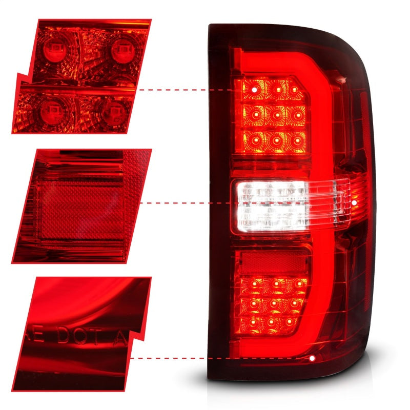 ANZO 14-18 GMC Sierra 1500 LED Taillights Red/Clear