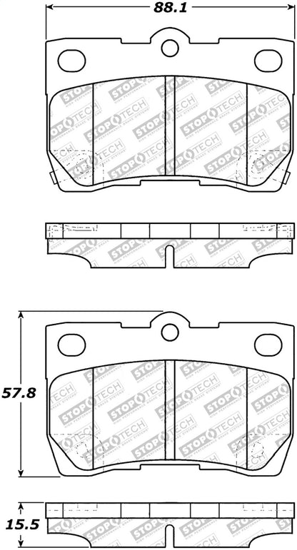 StopTech Street Select Brake Pads w/Hardware - Rear