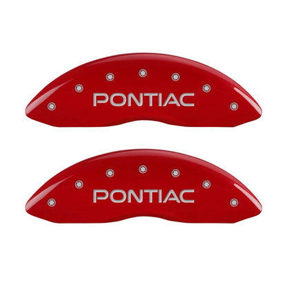 MGP 4 Caliper Covers Engraved Front & Rear Pontiac Red Finish Silver Char 2008 Pontiac G8