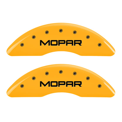 MGP 4 Caliper Covers Engraved Front & Rear Mopar Yellow Finish Black Char 2010 Dodge Ram 2500