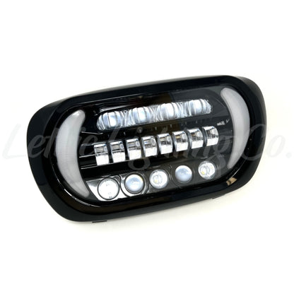 Letric Lighting 96-13 Early Road Glide LED Black/Chrome Headlight with Turn Signals