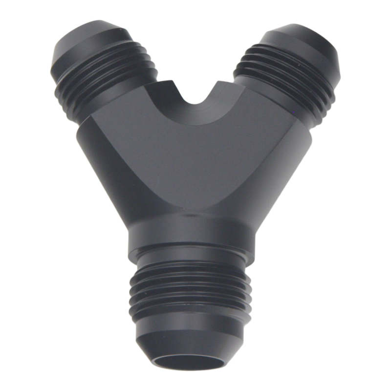 DeatschWerks 8AN Male Flare to 8AN Male Flare to 10AN Male Flare Y Fitting - Anodized Matte Black