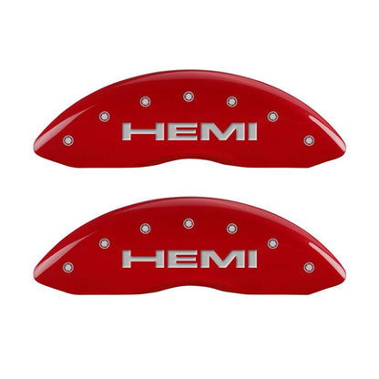 MGP 4 Caliper Covers Engraved Front & Rear Hemi Red finish silver ch