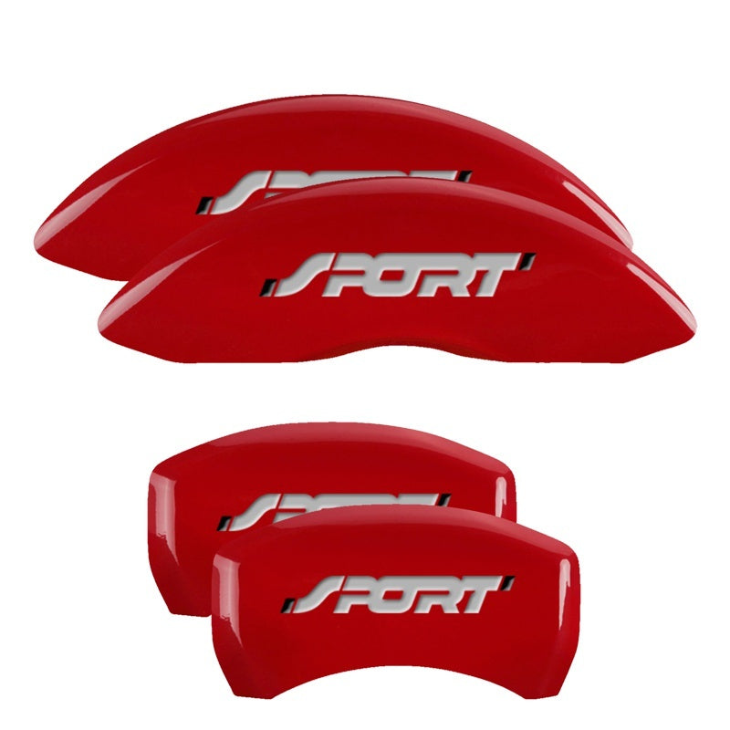 MGP 4 Caliper Covers Engraved Front & Rear Oval logo/Ford Red finish silver ch