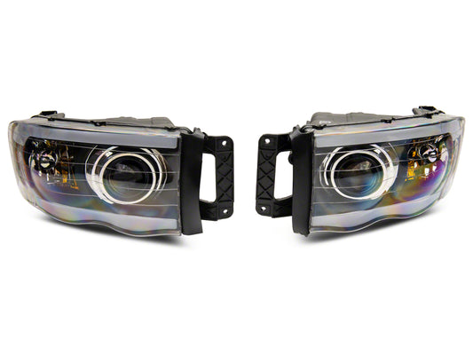 Raxiom 02-05 Dodge RAM 1500 LED Projector Headlights w/ SEQL LED Bar- Blk Housing (Clear Lens)