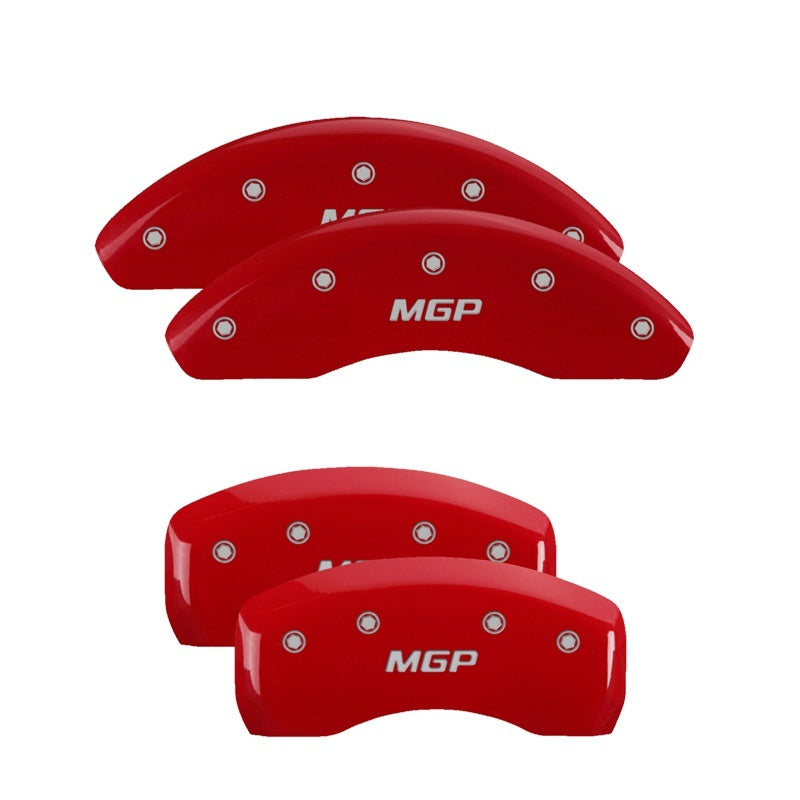 MGP 4 Caliper Covers Engraved Front & Rear MGP Red Finish Silver Characters 2018 GMC Terrain