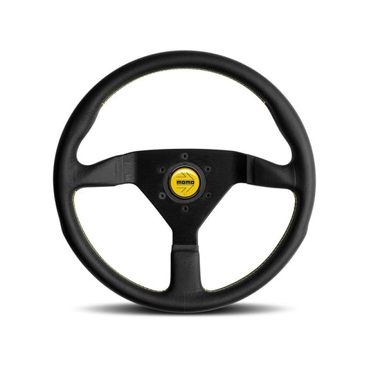 Momo Montecarlo Steering Wheel 350 mm - Black Leather/Yellow Stitch/Black Spokes